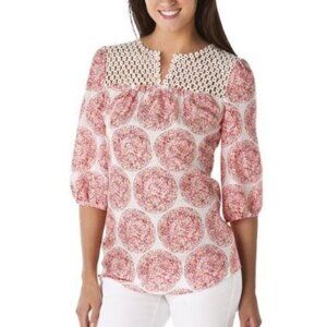 Calypso St Barth for Target 100% silk floral mandala blouse sz XS